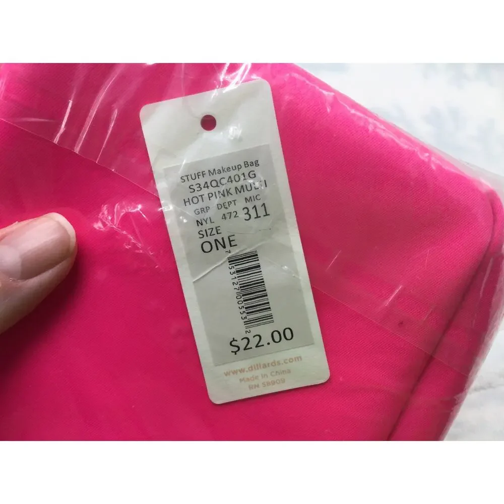 GB Girls Stuff Cosmetic Bag Varsity Letters Hot Pink NEW